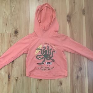 Patagonia Kids Orange Capilene Sun Hoodie with Octopus Design